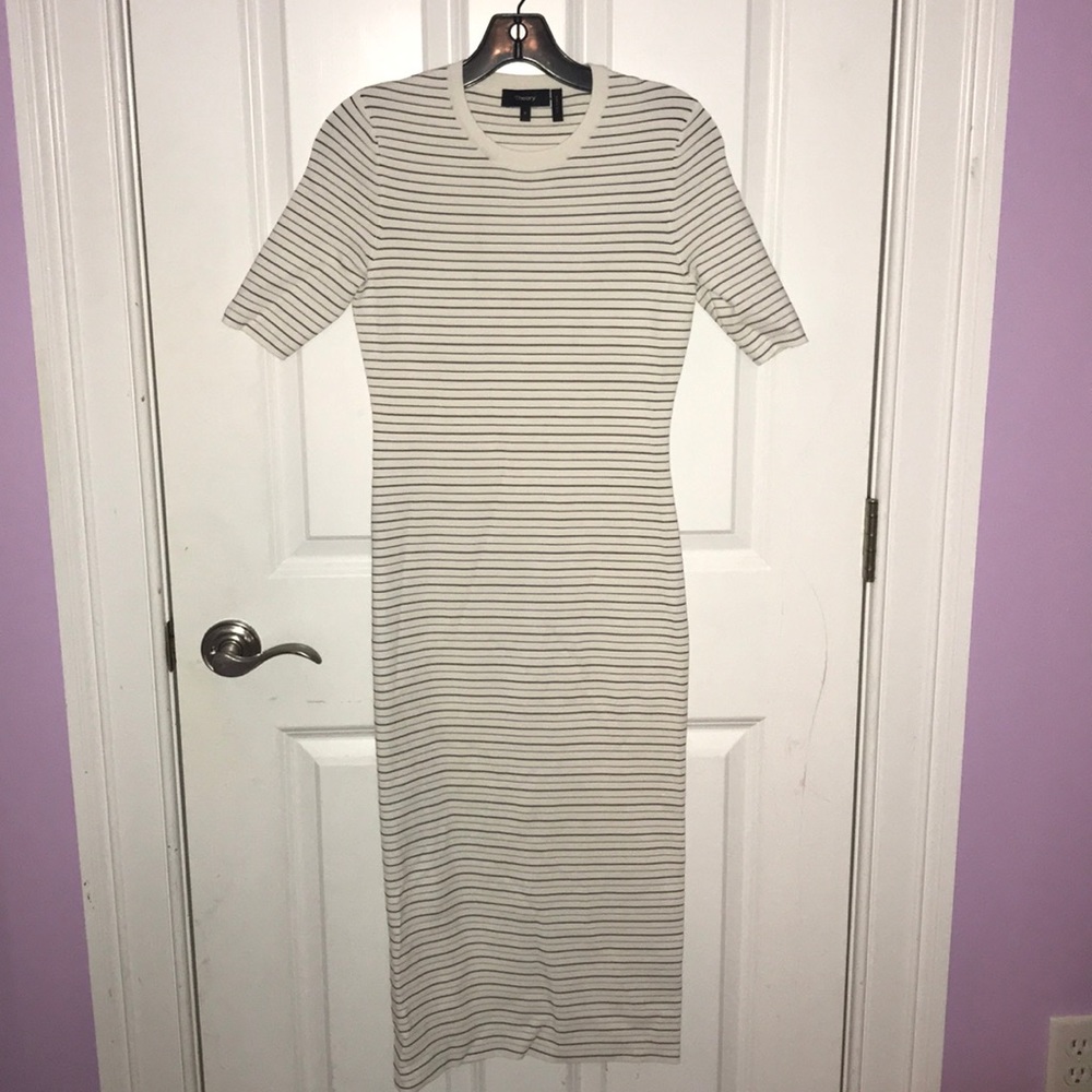 Theory black and white ribbed dress NWOT.